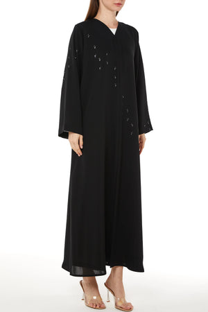 Black Salmi Nada Custom Abaya with Shiny Handwork