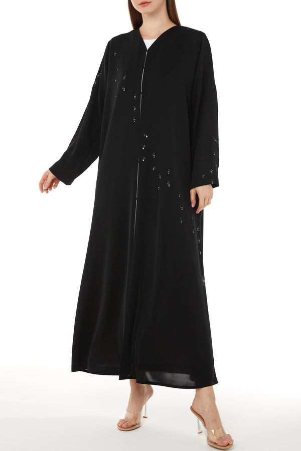 Black Salmi Nada Custom Abaya with Shiny Handwork