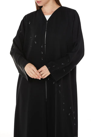 Black Salmi Nada Custom Abaya with Shiny Handwork
