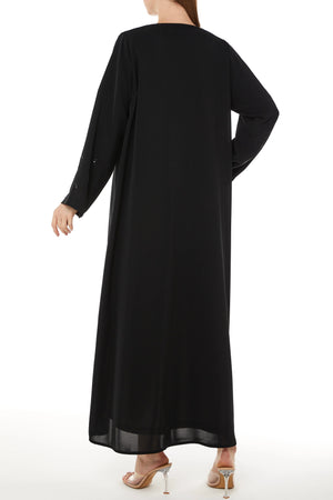 Black Salmi Nada Custom Abaya with Shiny Handwork