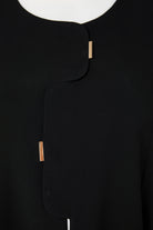 Black Farasha Crepe Abaya with Front Overlap and Cut - Posh Abaya