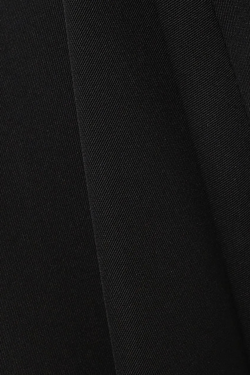 Black Farasha Crepe Abaya with Front Overlap and Cut - Posh Abaya