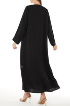 Black Farasha Crepe Abaya with Front Overlap and Cut - Posh Abaya