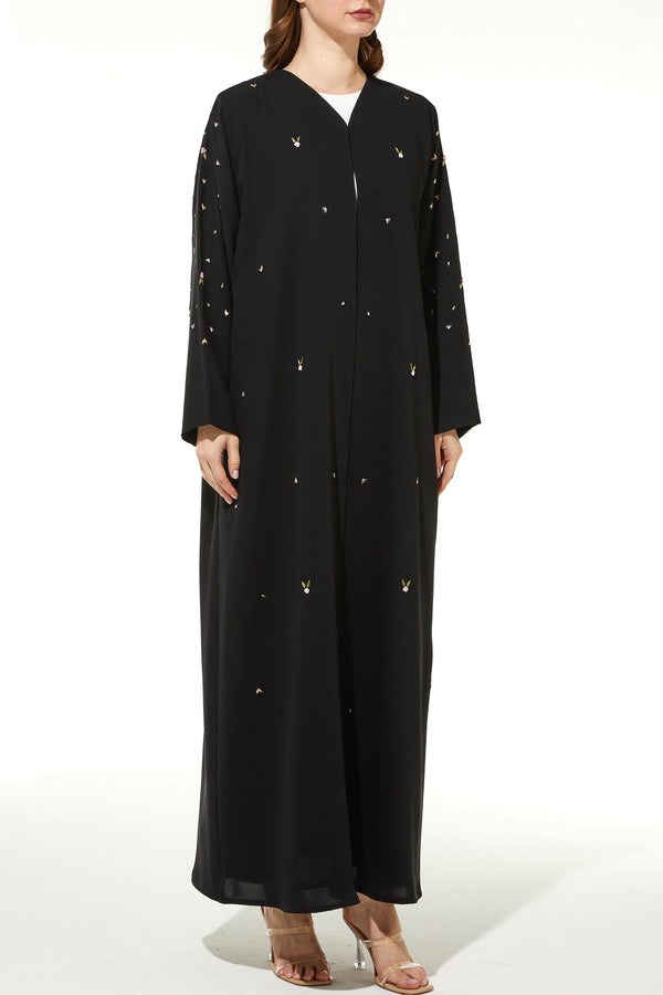 Bead & Bloom Crepe Custom Black Abaya