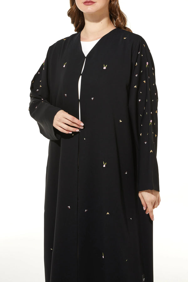 Bead & Bloom Crepe Custom Black Abaya