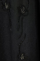 Black Classic Organza Abaya with Front Artful Beadwork - Posh Abaya