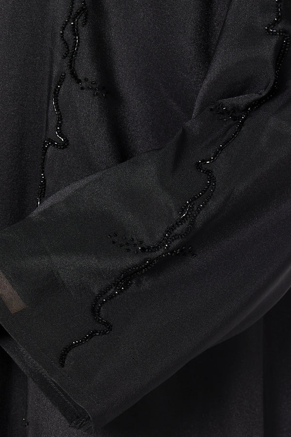 Beaded Elegance Flare Black Custom Abaya