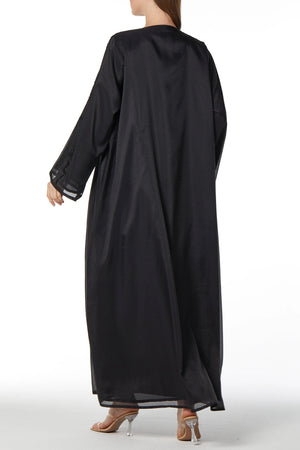 Beaded Elegance Flare Black Custom Abaya