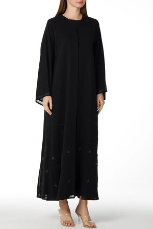 Bead Blossom Black Custom Abaya
