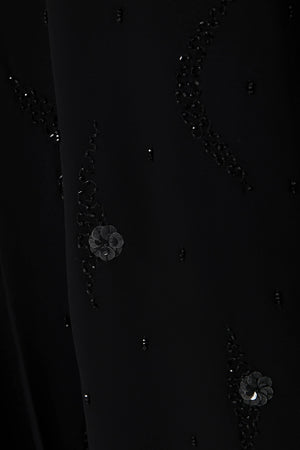 Bead Blossom Black Custom Abaya
