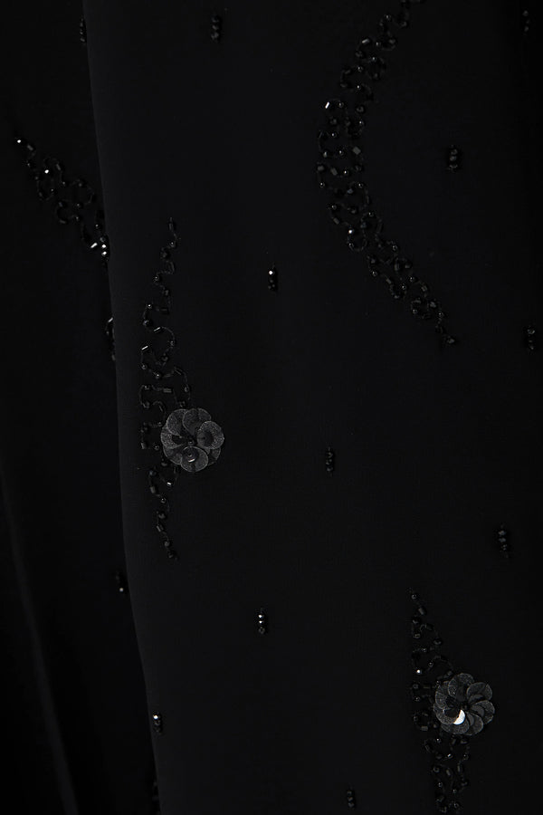 Bead Blossom Black Custom Abaya