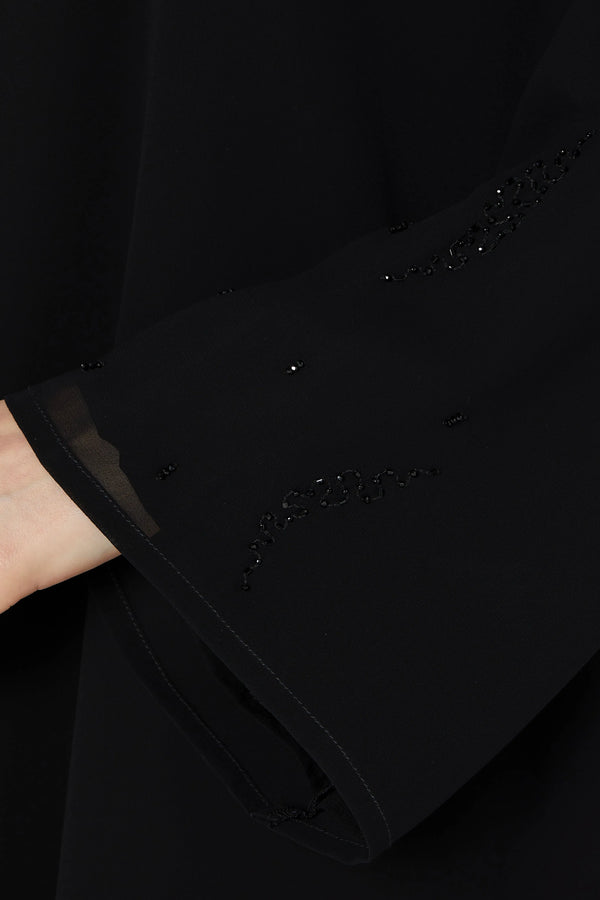 Bead Blossom Black Custom Abaya