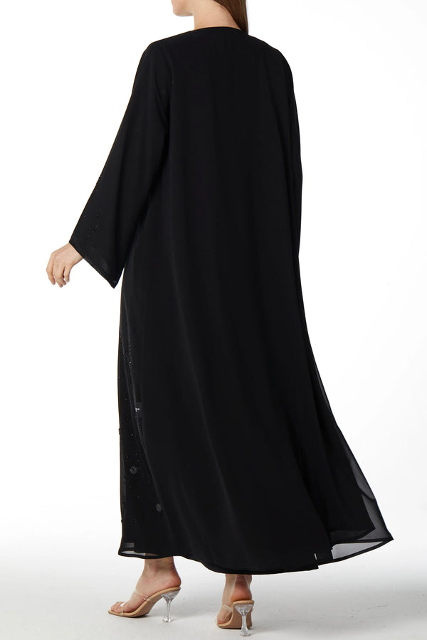 Bead Blossom Black Custom Abaya