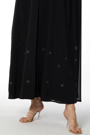 Bead Blossom Black Custom Abaya