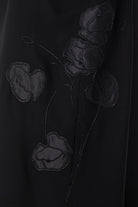 Black Aria Crepe Abaya with Side Satin Florals - Posh Abaya