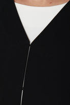 Black Aria Crepe Abaya with Side Satin Florals - Posh Abaya