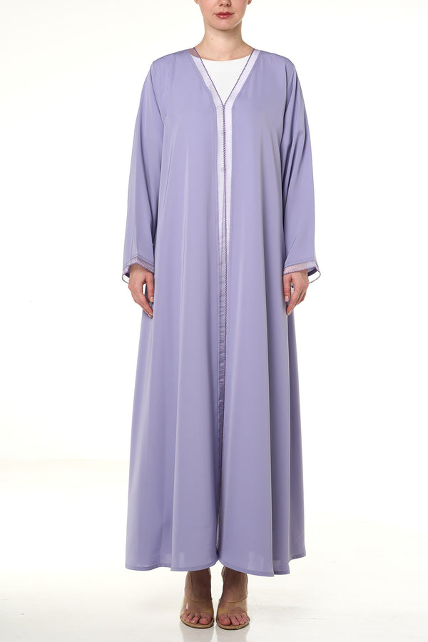 Purple Classic Nada Abaya, Embroidery Detail
