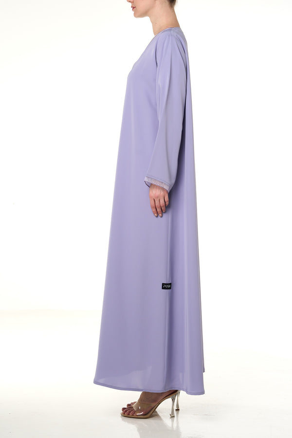 Purple Classic Nada Abaya, Embroidery Detail