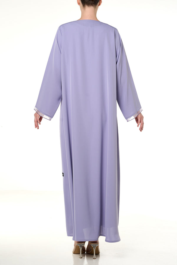 Purple Classic Nada Abaya, Embroidery Detail