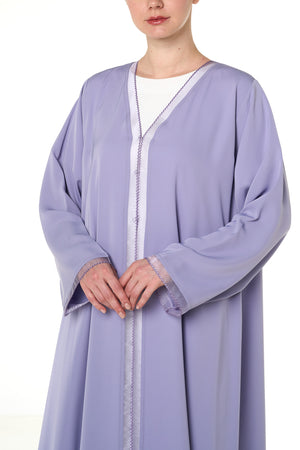 Purple Classic Nada Abaya, Embroidery Detail