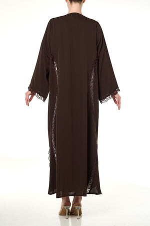 Brown Reem Nada Abaya, Lace Detail