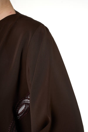 Brown Reem Nada Abaya, Lace Detail