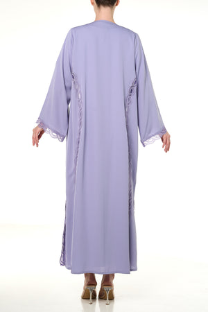 Purple Classic Nada Abaya, Lace Detail