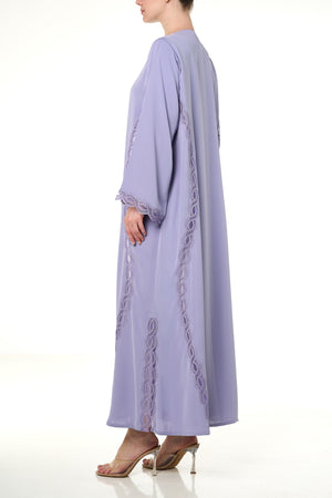 Purple Classic Nada Abaya, Lace Detail