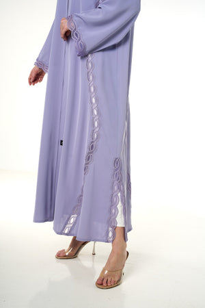 Purple Classic Nada Abaya, Lace Detail