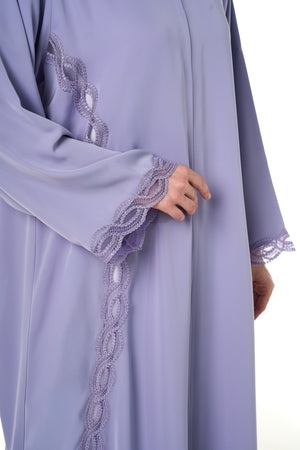 Purple Classic Nada Abaya, Lace Detail