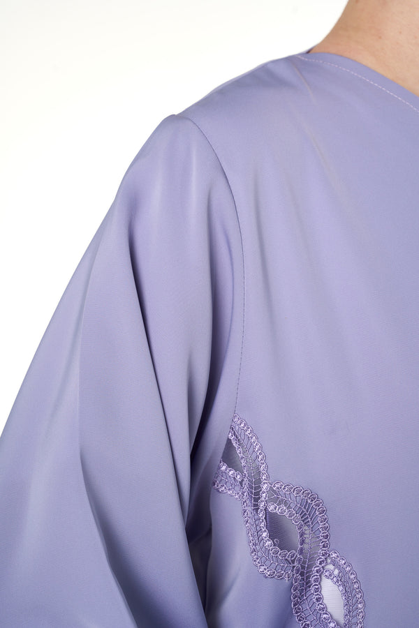 Purple Classic Nada Abaya, Lace Detail
