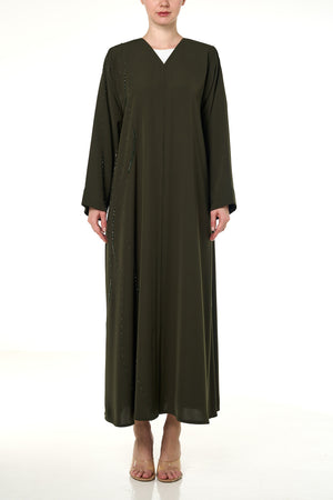 Green Haya Nada Abaya, Front Beadwork
