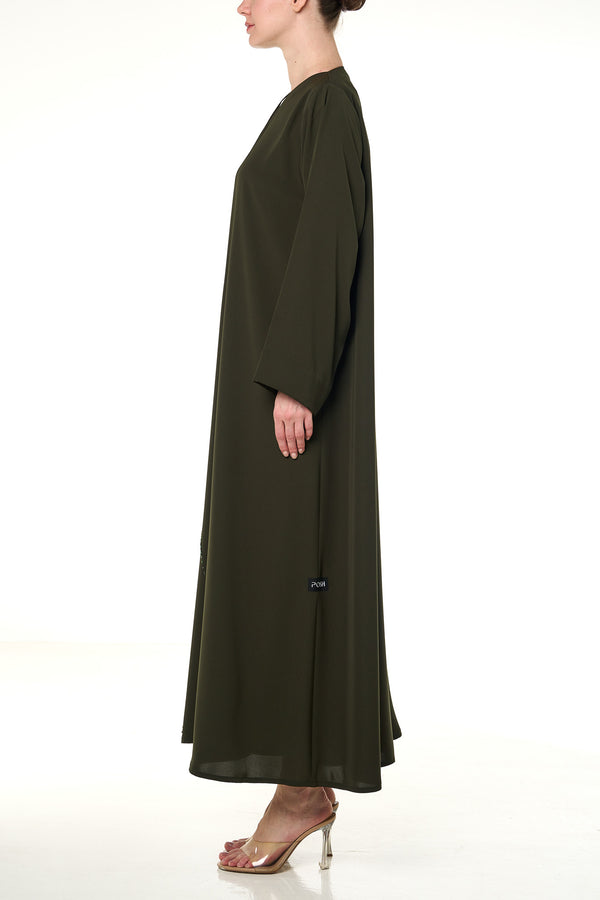 Green Haya Nada Abaya, Front Beadwork