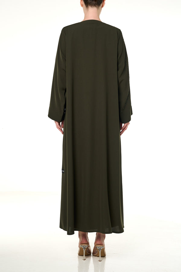 Green Haya Nada Abaya, Front Beadwork
