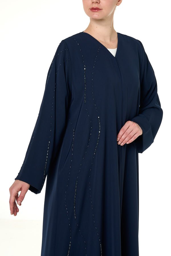 Blue Haya Nada Abaya, Front Beadwork