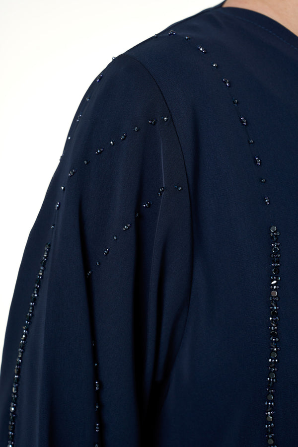 Blue Haya Nada Abaya, Front Beadwork