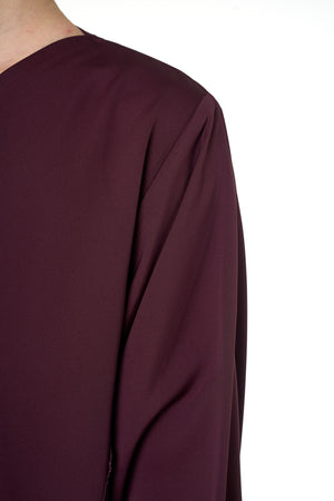 Maroon Jouri Nada Abaya, Lace Detail