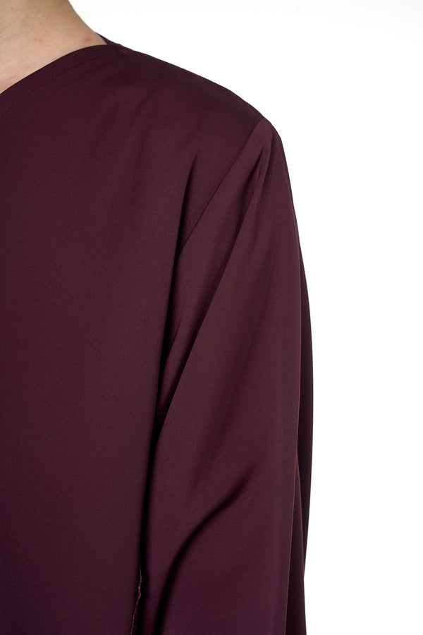 Maroon Jouri Nada Abaya, Lace Detail