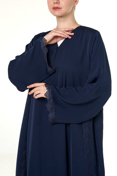 Blue Reem Nada Abaya, Lace Detail