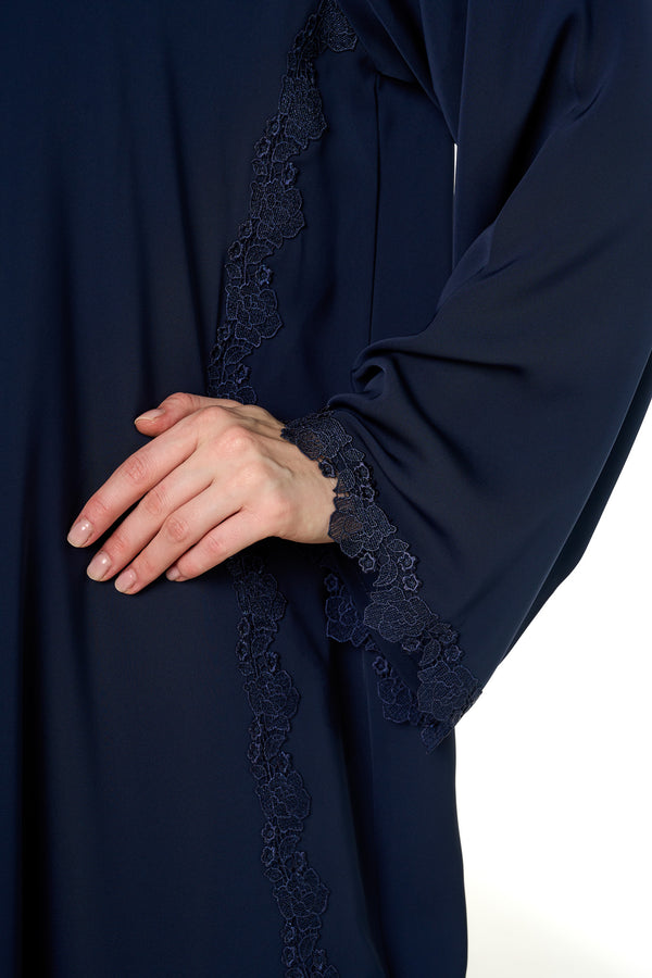 Blue Reem Nada Abaya, Lace Detail