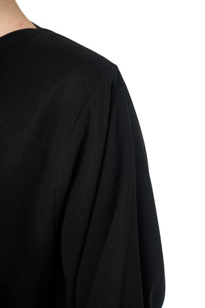 Black Shafa Crepe Custom Abaya, Front Beadwork