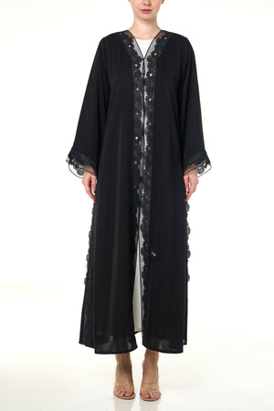 Black Alya Nada Abaya, Lace Detail