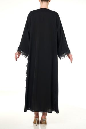 Black Alya Nada Abaya, Lace Detail