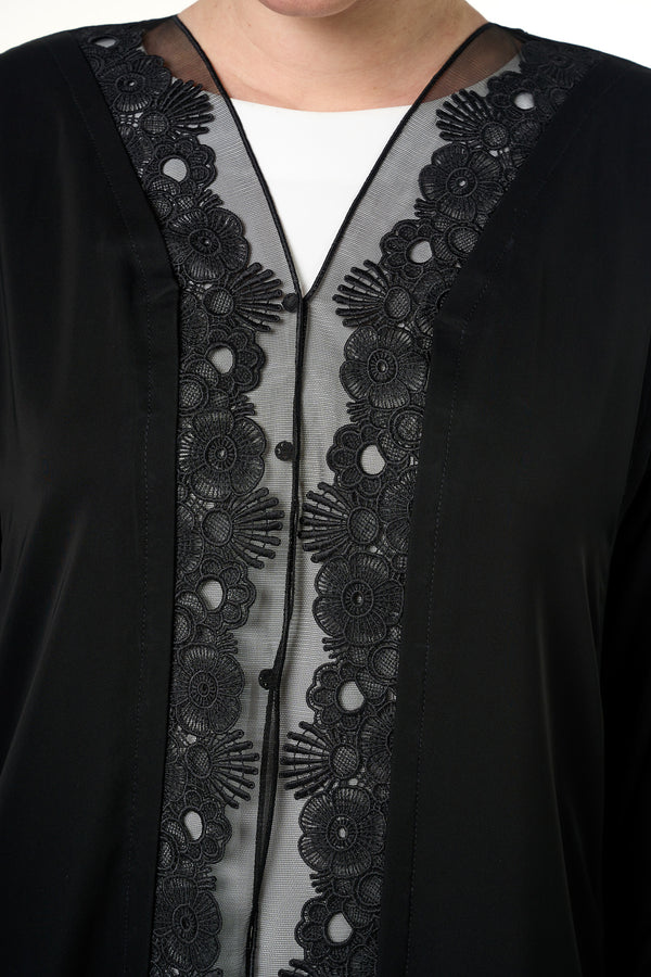 Black Alya Nada Abaya, Lace Detail