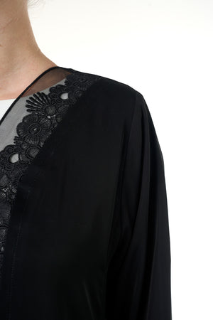 Black Alya Nada Abaya, Lace Detail