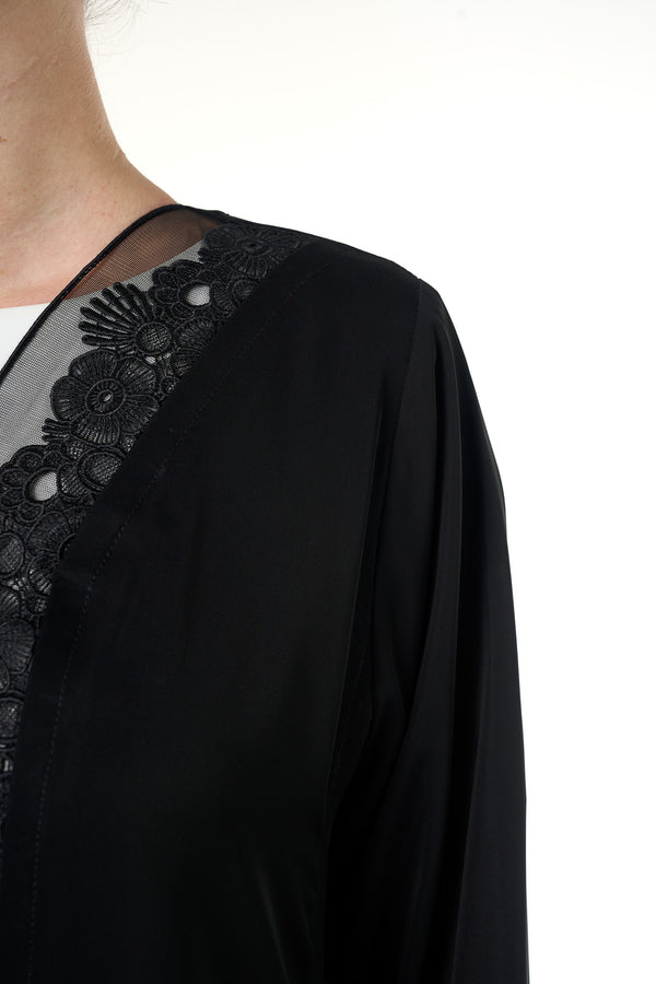 Black Alya Nada Abaya, Lace Detail