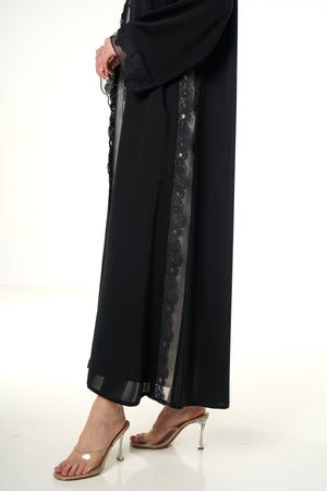 Black Alya Nada Abaya, Lace Detail