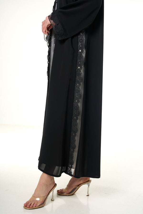 Black Alya Nada Abaya, Lace Detail