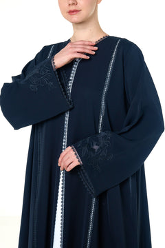 Blue Reem Nada Abaya, Embroidery Detail