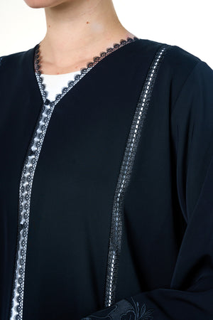 Blue Reem Nada Abaya, Embroidery Detail